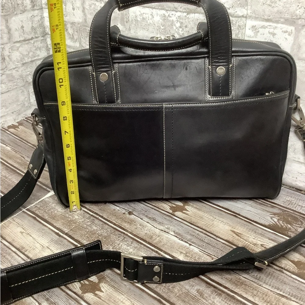 Vintage Coach Briefcase Soft Sided Black Leather Messenger Handbag Bag Slim Rare